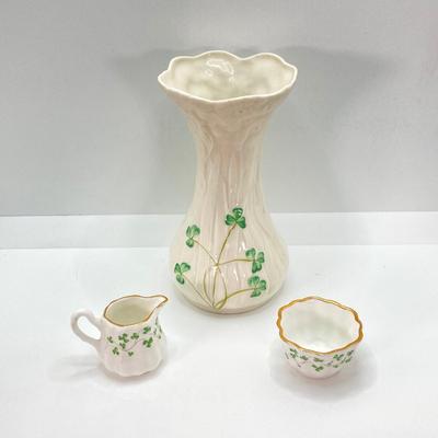 LOT 54: Vintage Belleek Ireland Daisy Spill Vase, Goebel Angel Candle Holder (W Germany) Figurine, Royal Tara Ireland and More
