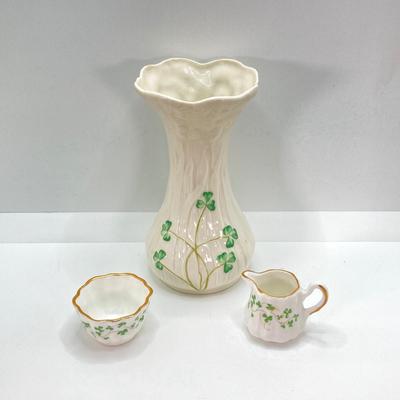 LOT 54: Vintage Belleek Ireland Daisy Spill Vase, Goebel Angel Candle Holder (W Germany) Figurine, Royal Tara Ireland and More
