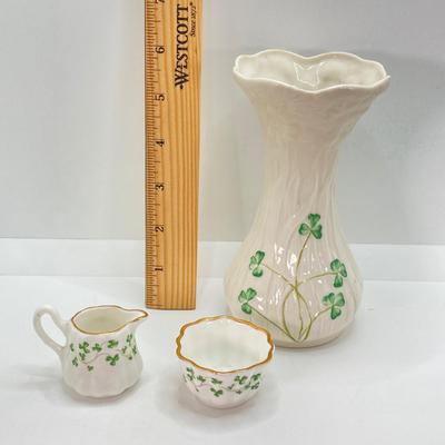 LOT 54: Vintage Belleek Ireland Daisy Spill Vase, Goebel Angel Candle Holder (W Germany) Figurine, Royal Tara Ireland and More
