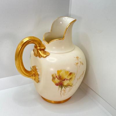 LOT 55: Gorgeous Painted Royal Worchester England 1094 Ra. No. 29115 Pitcher, Tea Bag Strainers and Holders