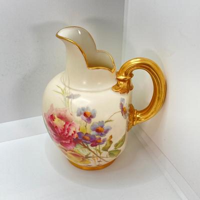 LOT 55: Gorgeous Painted Royal Worchester England 1094 Ra. No. 29115 Pitcher, Tea Bag Strainers and Holders