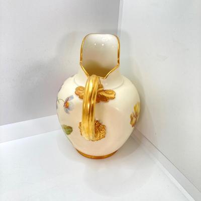 LOT 55: Gorgeous Painted Royal Worchester England 1094 Ra. No. 29115 Pitcher, Tea Bag Strainers and Holders