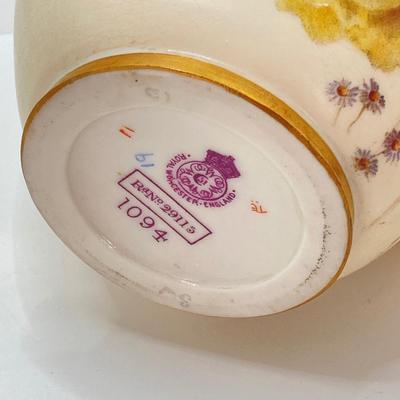 LOT 55: Gorgeous Painted Royal Worchester England 1094 Ra. No. 29115 Pitcher, Tea Bag Strainers and Holders