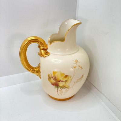 LOT 55: Gorgeous Painted Royal Worchester England 1094 Ra. No. 29115 Pitcher, Tea Bag Strainers and Holders