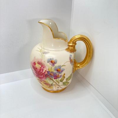 LOT 55: Gorgeous Painted Royal Worchester England 1094 Ra. No. 29115 Pitcher, Tea Bag Strainers and Holders