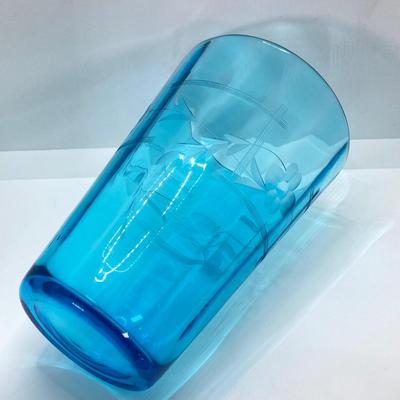 LOT 57: Beautiful Blue Glass Vase, Drinking Glasses with Pink Depression Glass Dish with Handles