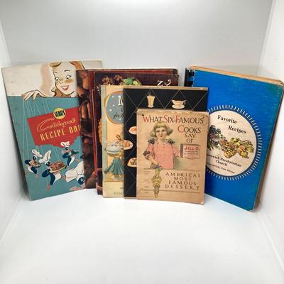 LOT 58: Vintage Pyrex Bowls (Butterprint) / Refrigerator Dishes with Lids Collection with Vintage Cookbooks