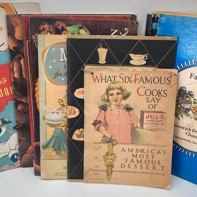 LOT 58: Vintage Pyrex Bowls (Butterprint) / Refrigerator Dishes with Lids Collection with Vintage Cookbooks