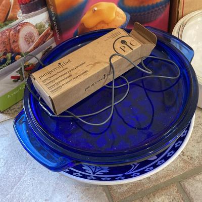 LOT 64: Kitchen Essentials Collection - Pampered Chef Deep Dish Baker, Corning Ware, Anchor Hocking, Williams - Sonoma, Cookbooks and More