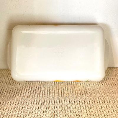 LOT 66: Vintage Fire King Oven Ware Milk Glass Pear Peach Grapes Set with Cookbooks, Towels and More