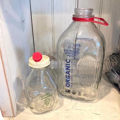 LOT 67: Vintage / Antique Kitchen Gadgets - Have a Happy Day Whirley Industries Cow, Dairy Bottles, Utensils, Glass Containers and More