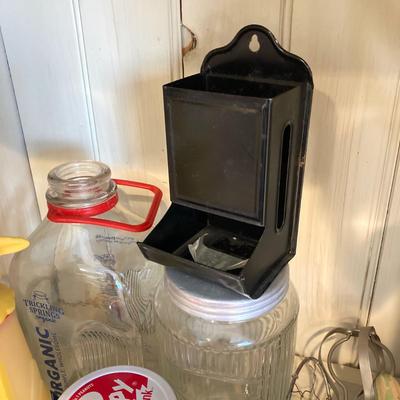 LOT 67: Vintage / Antique Kitchen Gadgets - Have a Happy Day Whirley Industries Cow, Dairy Bottles, Utensils, Glass Containers and More