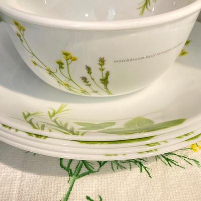 LOT 69: Corelle Dinnerware - European Herb and Butterfly Gold Patterns