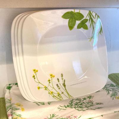 LOT 69: Corelle Dinnerware - European Herb and Butterfly Gold Patterns
