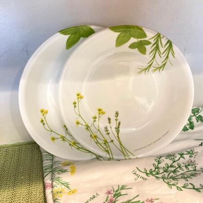 LOT 69: Corelle Dinnerware - European Herb and Butterfly Gold Patterns