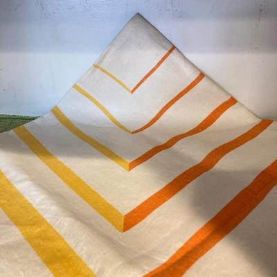 LOT 70: Vintage Pyrex Yellow Refrigerator Dishes with Lids, Cook Books, Tablecloth and Crocheted Pot Holders