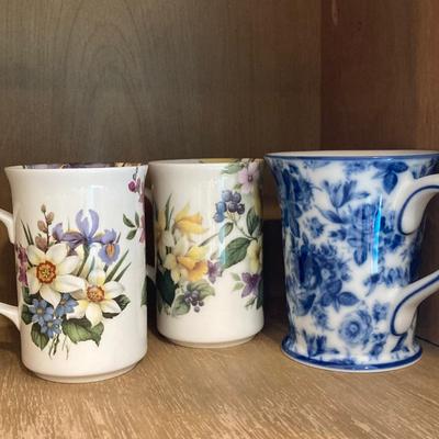 LOT 71: Kitchen Cabinet Tea Time Essentials - Tea Pot, Mugs, Tea Bag Holders, Trivet and More