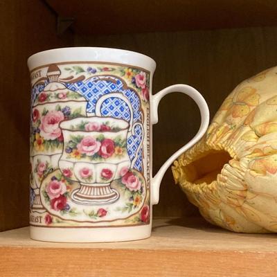 LOT 71: Kitchen Cabinet Tea Time Essentials - Tea Pot, Mugs, Tea Bag Holders, Trivet and More