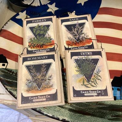 LOT 73: Large Vintage Home Decor Collection - Longaberger Handmade Basket, Wooden Spools, Lillian Vernon Americana Serving Plate and Much...