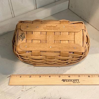 LOT 73: Large Vintage Home Decor Collection - Longaberger Handmade Basket, Wooden Spools, Lillian Vernon Americana Serving Plate and Much...