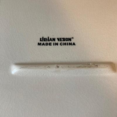 LOT 73: Large Vintage Home Decor Collection - Longaberger Handmade Basket, Wooden Spools, Lillian Vernon Americana Serving Plate and Much...