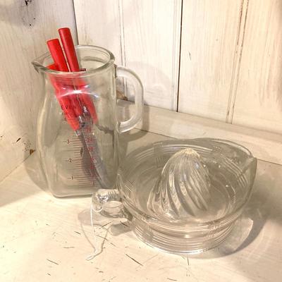 LOT 75: Vintage / Antique Kitchen Collection - Geo Z Lefton Wall Pocket, Aluminum Mixer / Cans, Federal Tool Corp Cream / Sugar Salt...