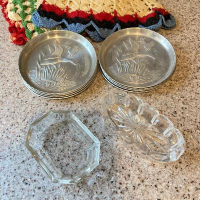 LOT 78: Vintage / Antique Kitchen Pots, Utensils / Gadgets, Crocheted Pot Holders and More