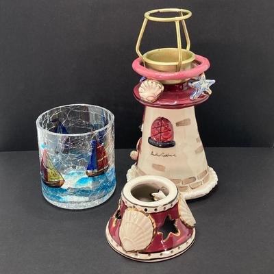 LOT 81: Vintage Party-Lite Winding Lane by Susan Winget, Reader's Digest Small Houses, Yankee Candles / Tea Light Holders, Nautica...