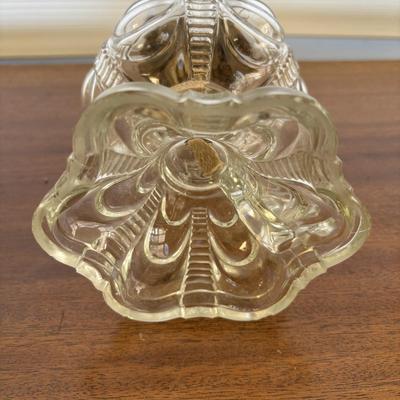 LOT 83: Vintage Electric Parlor Lamp & Hurricane/Oil Lamp w/Green Glass Ruffled Shade