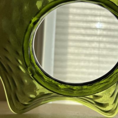 LOT 83: Vintage Electric Parlor Lamp & Hurricane/Oil Lamp w/Green Glass Ruffled Shade