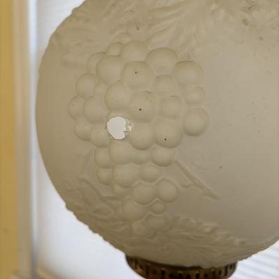 LOT 83: Vintage Electric Parlor Lamp & Hurricane/Oil Lamp w/Green Glass Ruffled Shade