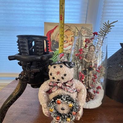 LOT 88: Antique North Bros Cast Iron Christmas Tree Stand, Holiday Home Decor, 3ft Decorated Tree