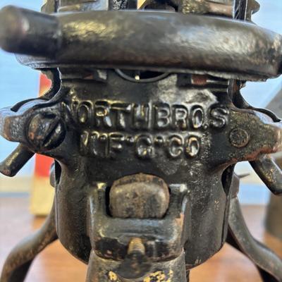 LOT 88: Antique North Bros Cast Iron Christmas Tree Stand, Holiday Home Decor, 3ft Decorated Tree