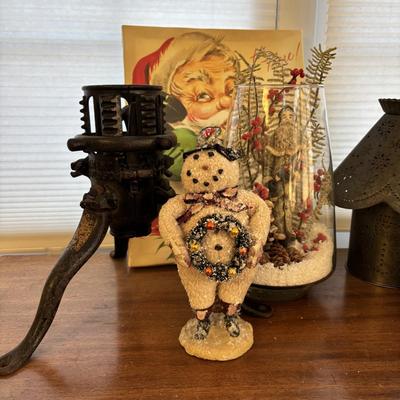 LOT 88: Antique North Bros Cast Iron Christmas Tree Stand, Holiday Home Decor, 3ft Decorated Tree