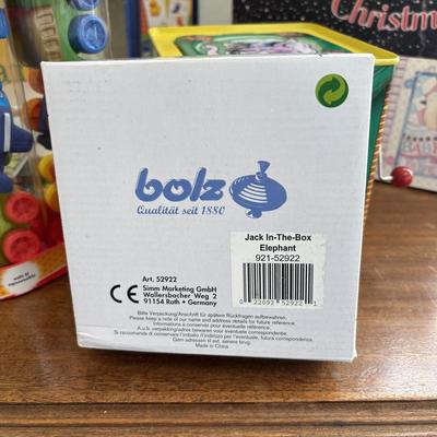 LOT 89: Sweet Children's Collection: Elephant Lamp, Bank, Jack in the Box Elephant, Wood Bloc Puzzles, Books including Treasury of...