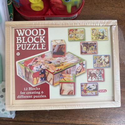 LOT 89: Sweet Children's Collection: Elephant Lamp, Bank, Jack in the Box Elephant, Wood Bloc Puzzles, Books including Treasury of...