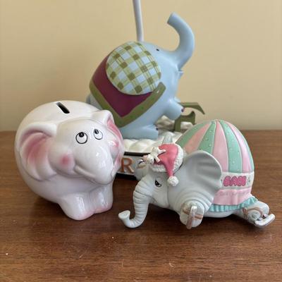 LOT 89: Sweet Children's Collection: Elephant Lamp, Bank, Jack in the Box Elephant, Wood Bloc Puzzles, Books including Treasury of...