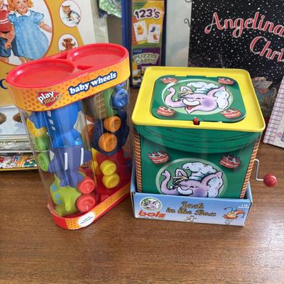 LOT 89: Sweet Children's Collection: Elephant Lamp, Bank, Jack in the Box Elephant, Wood Bloc Puzzles, Books including Treasury of...