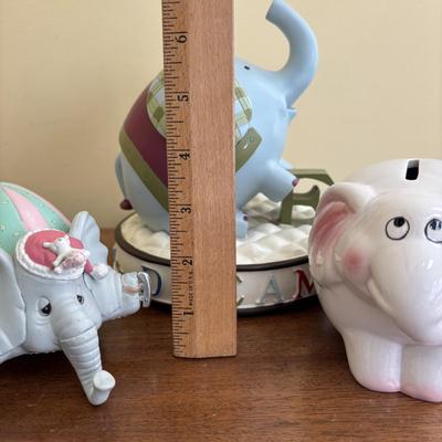 LOT 89: Sweet Children's Collection: Elephant Lamp, Bank, Jack in the Box Elephant, Wood Bloc Puzzles, Books including Treasury of...