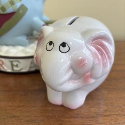 LOT 89: Sweet Children's Collection: Elephant Lamp, Bank, Jack in the Box Elephant, Wood Bloc Puzzles, Books including Treasury of...