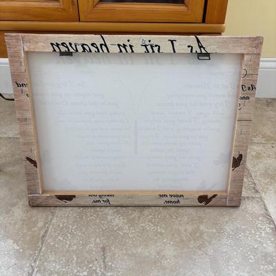 LOT 92: Home Decor Collection: Accent Table w/Storage, Shabby Chic Lamp, Floral Wall Art, Inspirational Butterfly Wall Art