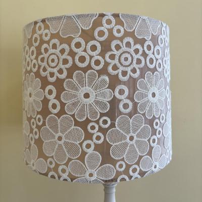 LOT 92: Home Decor Collection: Accent Table w/Storage, Shabby Chic Lamp, Floral Wall Art, Inspirational Butterfly Wall Art