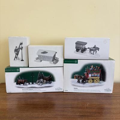 LOT 100: Dept 56 Holiday Village Accessories in Original Boxes