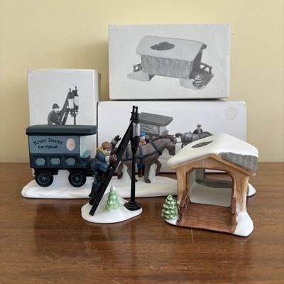 LOT 100: Dept 56 Holiday Village Accessories in Original Boxes