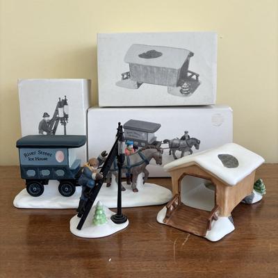 LOT 100: Dept 56 Holiday Village Accessories in Original Boxes