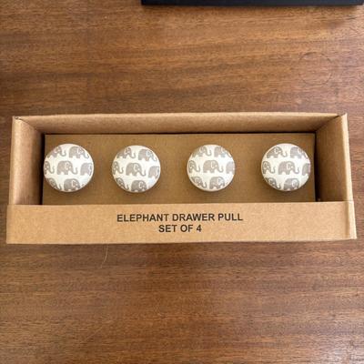 LOT 101: Bath Time Home Decor & More: Elephant Figures, Wall Art, Square Metal Storage Bin, Thirty-One Mini Caddy