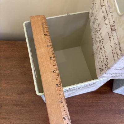 LOT 101: Bath Time Home Decor & More: Elephant Figures, Wall Art, Square Metal Storage Bin, Thirty-One Mini Caddy