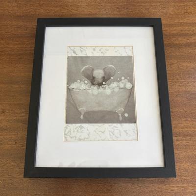 LOT 101: Bath Time Home Decor & More: Elephant Figures, Wall Art, Square Metal Storage Bin, Thirty-One Mini Caddy