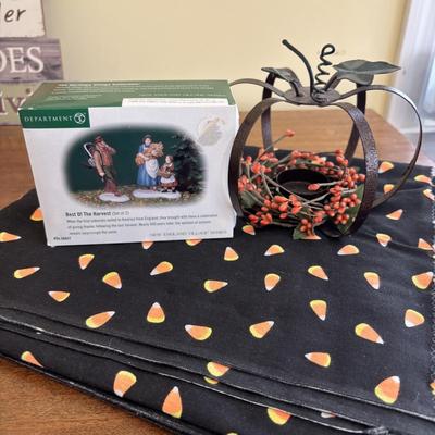 LOT 102: Harvest Blessings & More Collection: Dept 56 Best of the Harvest Figures, Lenox Ghost, Turkey & Scarecrow Wade Whimsies,...