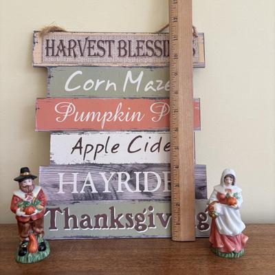 LOT 102: Harvest Blessings & More Collection: Dept 56 Best of the Harvest Figures, Lenox Ghost, Turkey & Scarecrow Wade Whimsies,...